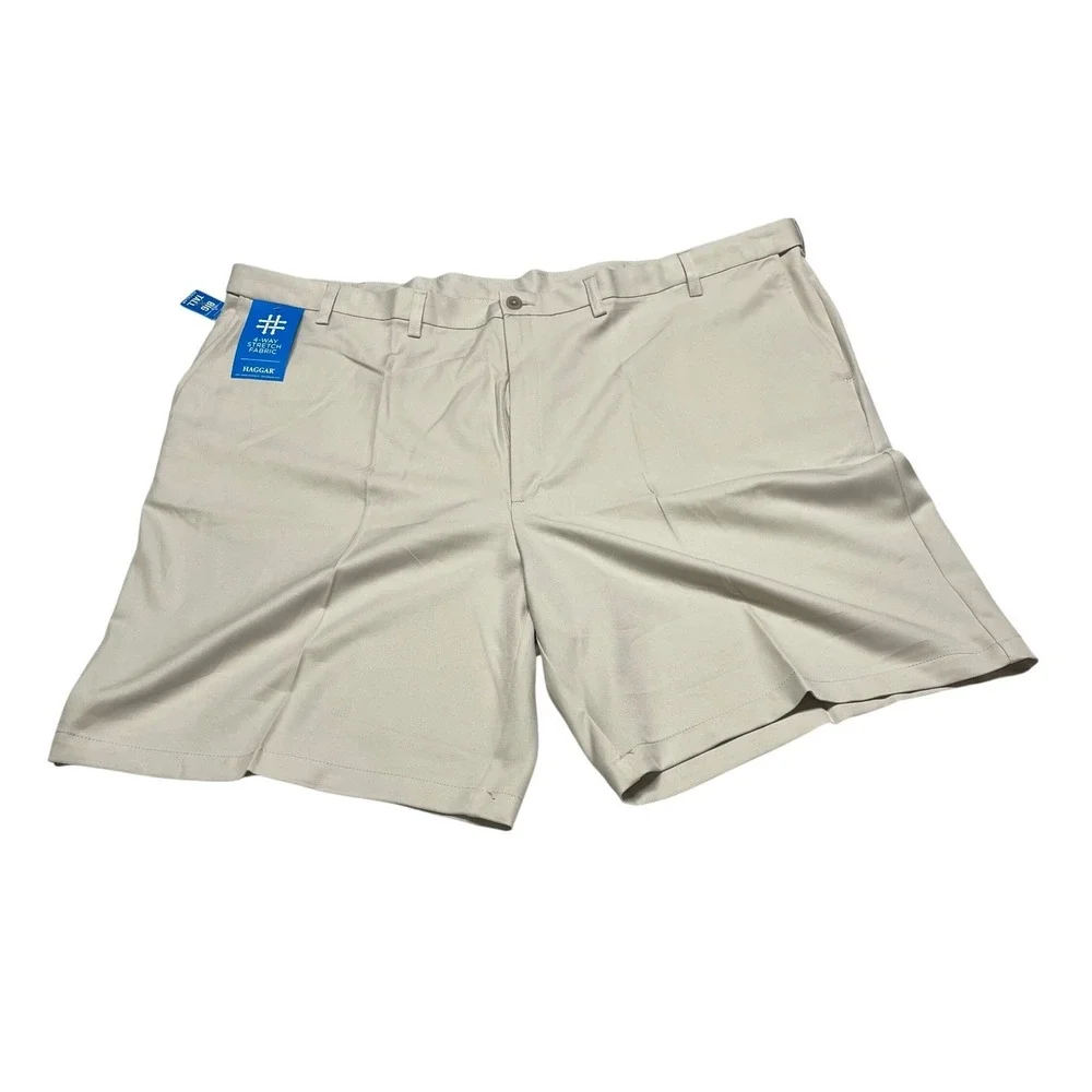 Haggar Cool 18 Pro Mens Shorts 52 String Beige Stretch‎ Golf Classic